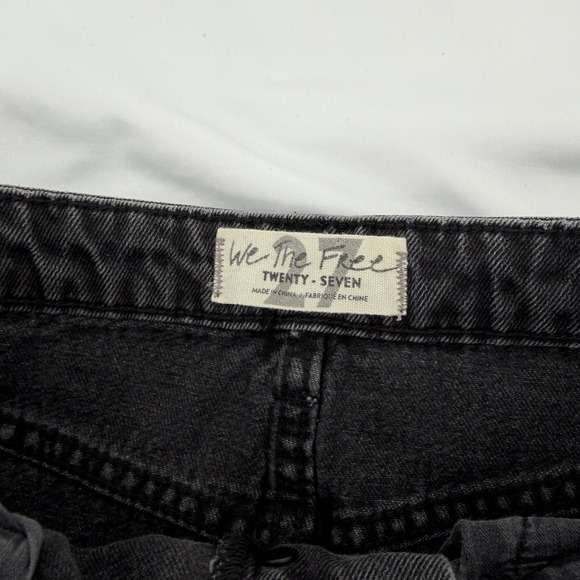 Free People Sz 27 We The Free Mini Skirt Black Distressed Button Fly Bohemian - Picture 4 of 6